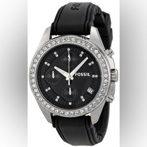 Black and silver fossil watch